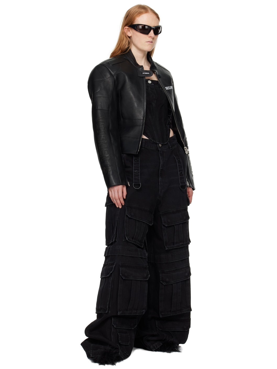 Black Securite Motorcross Leather Jacket - 4