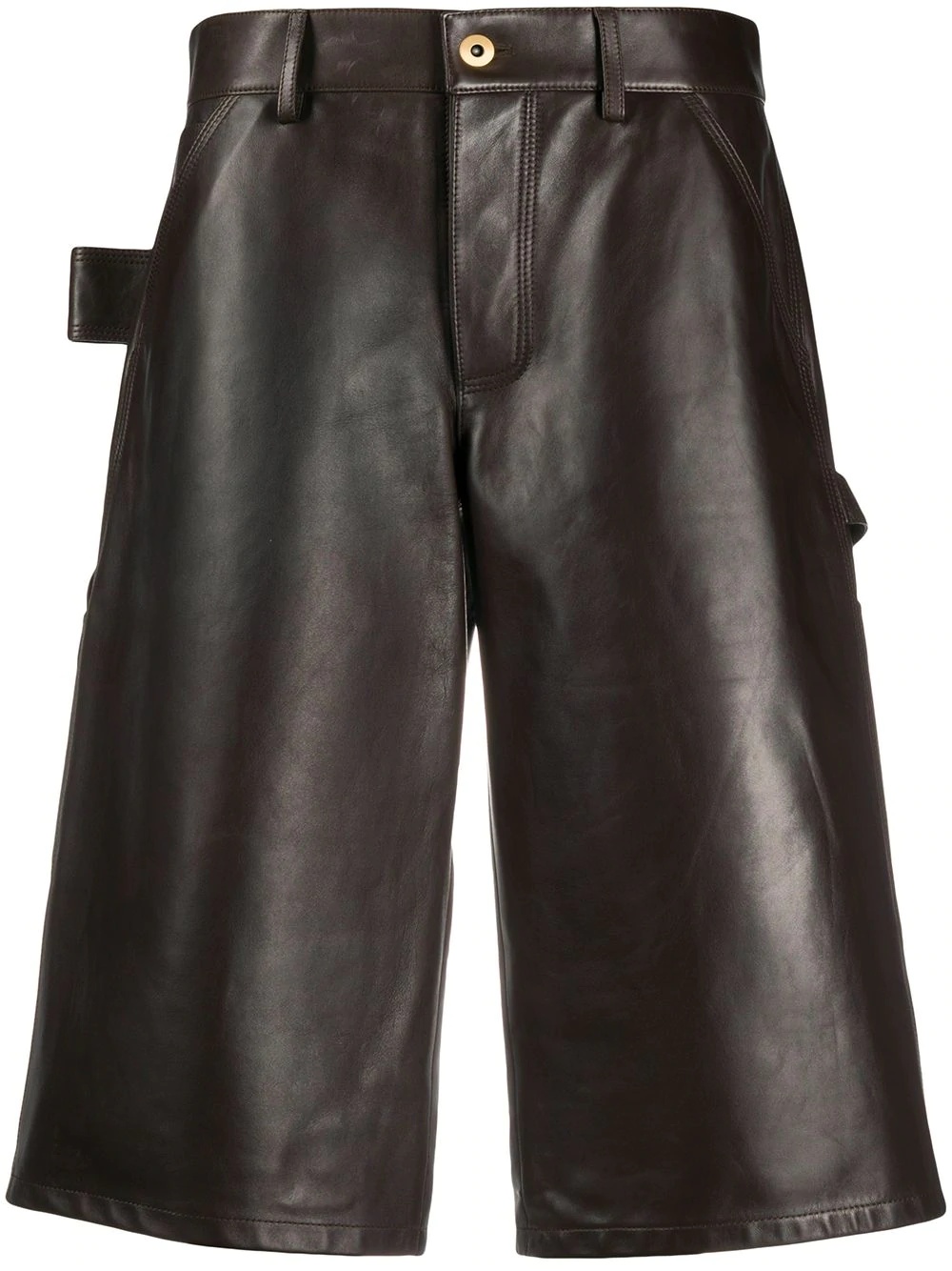 knee-length leather shorts - 1