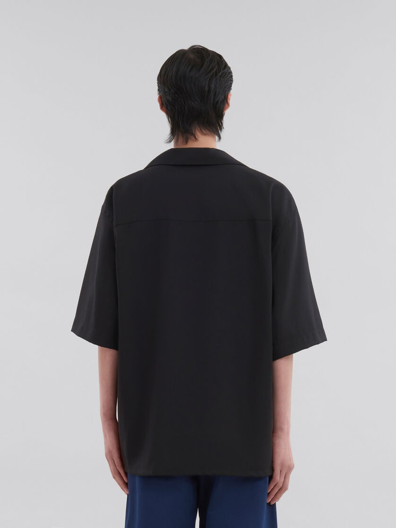 BLACK TROPICAL WOOL BOWLING SHIRT WITH MARNI MENDING 3
