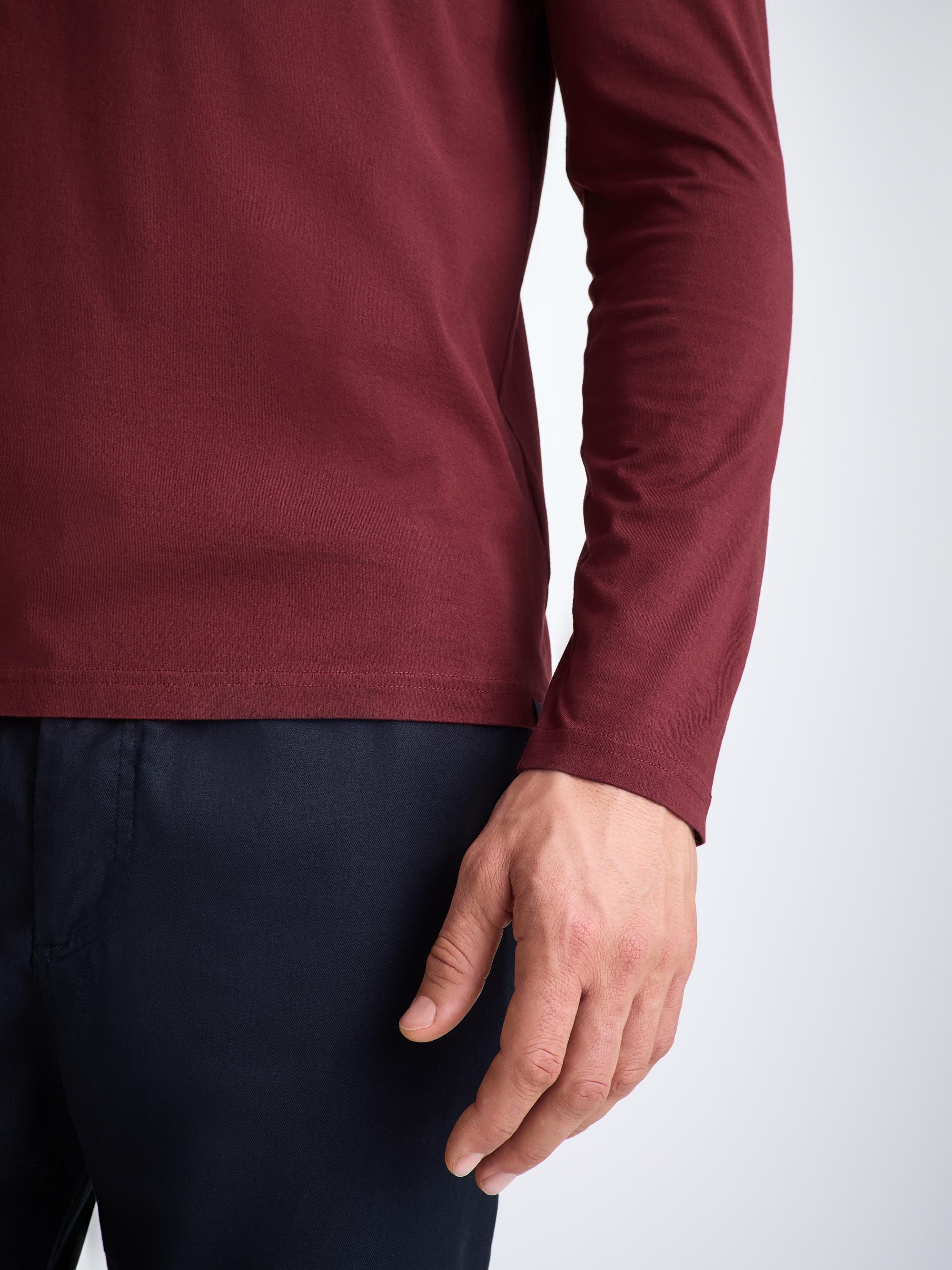 Men's Long Sleeve T-Shirt Barny Pima Cotton Burgundy - 7