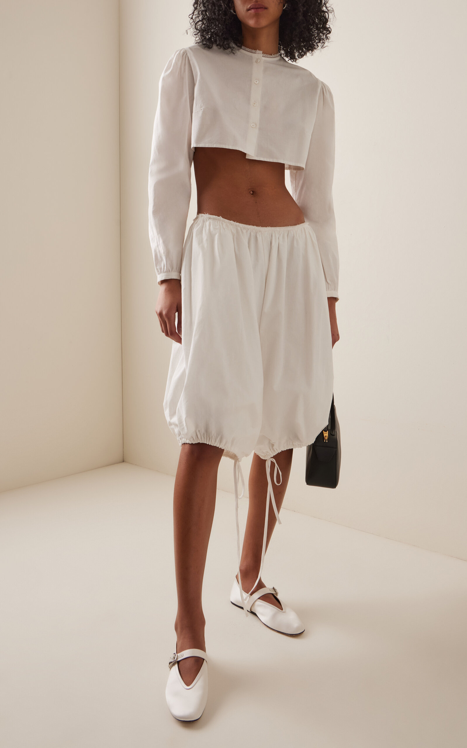 Cotton-Poplin Cropped Top white - 3