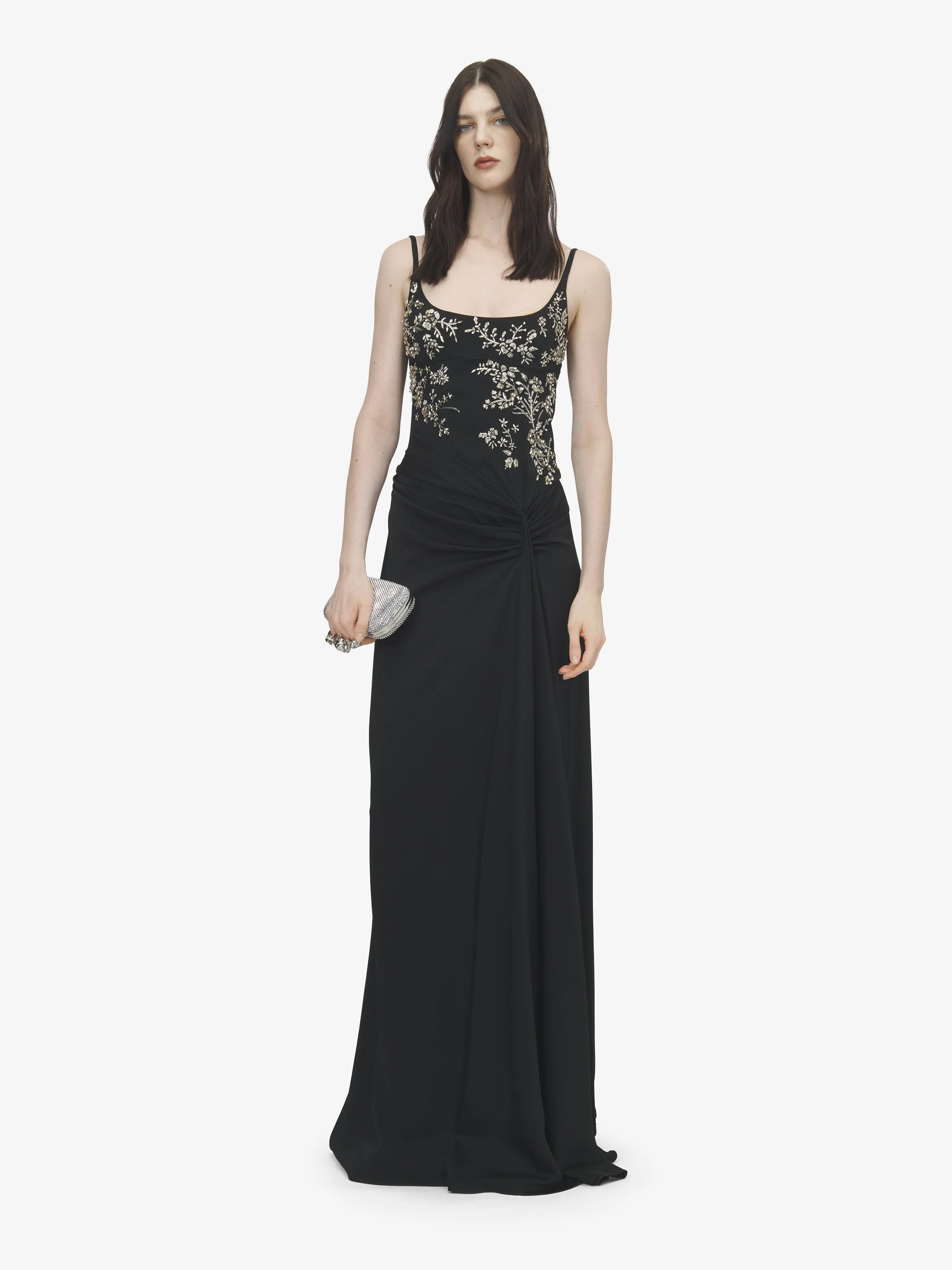 Floral Embroidery Evening Dress - 1