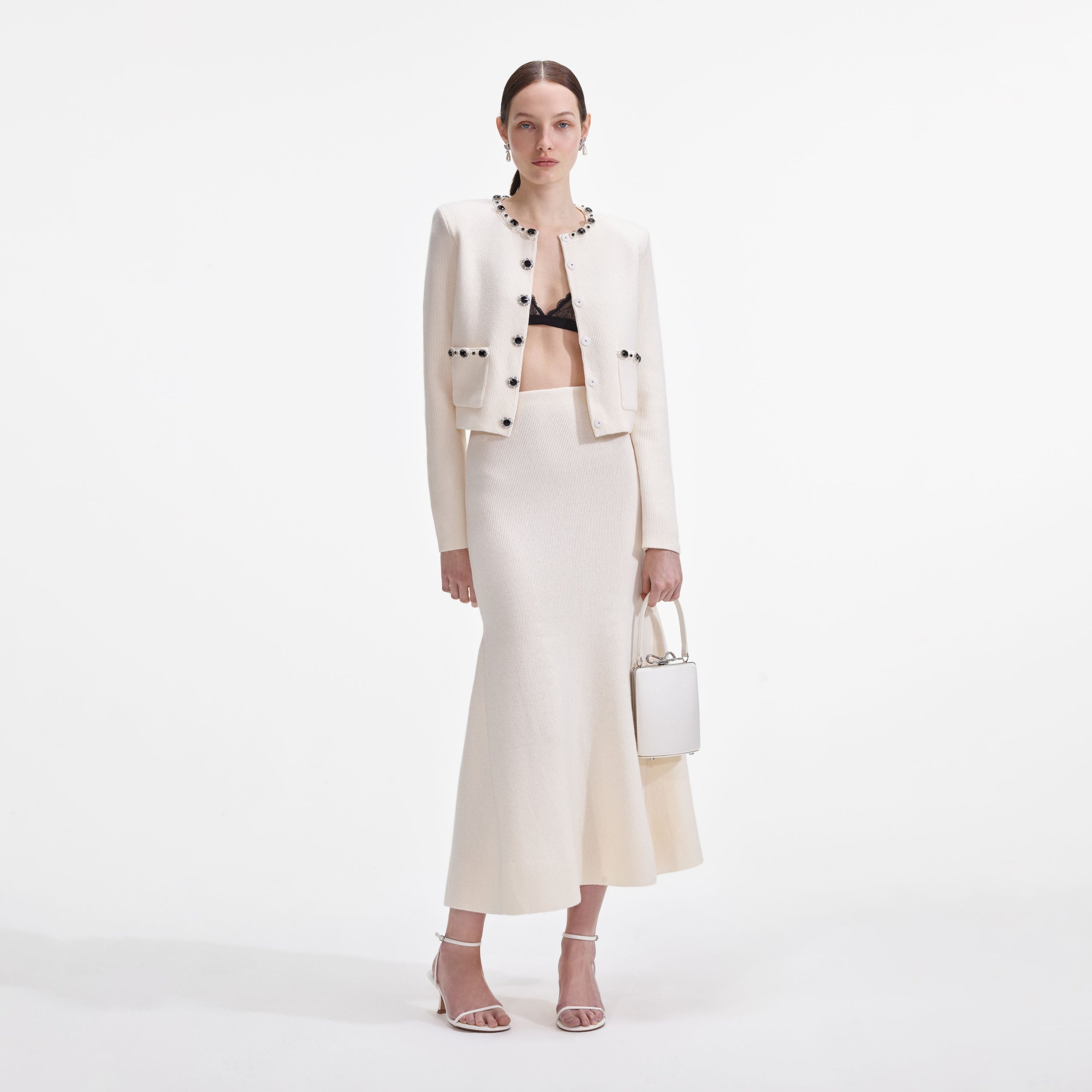 Cream Embellished Cardigan - 4