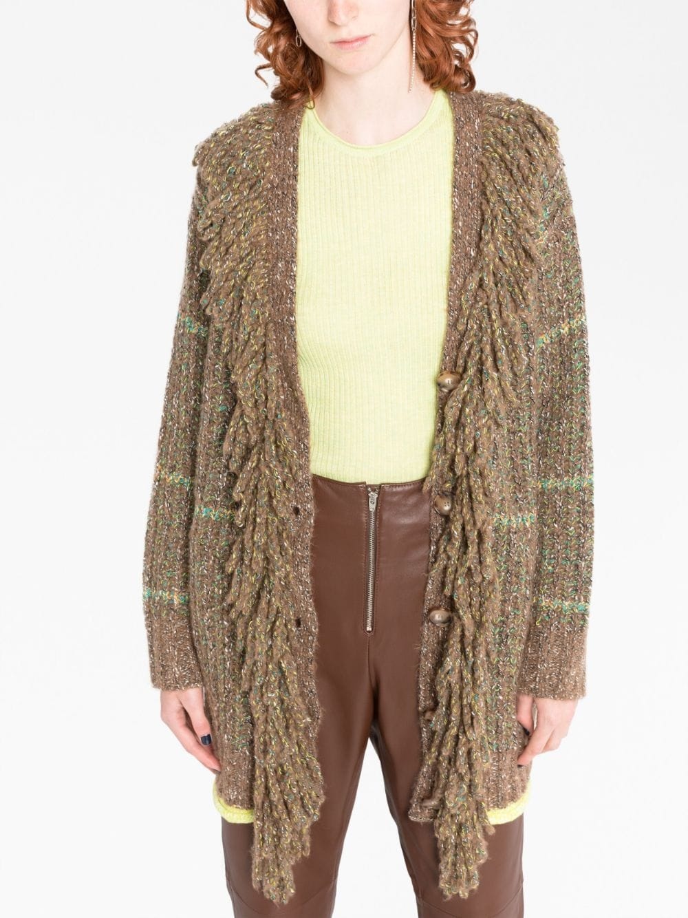 cable-knit tweed cardi-coat - 5