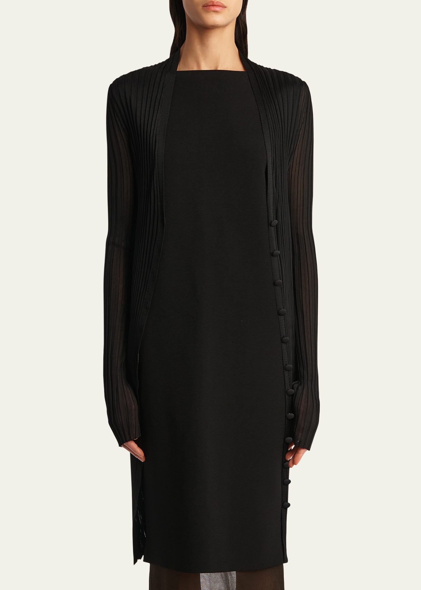 Ramon Wide Rib V-Neck Long Cardigan - 4