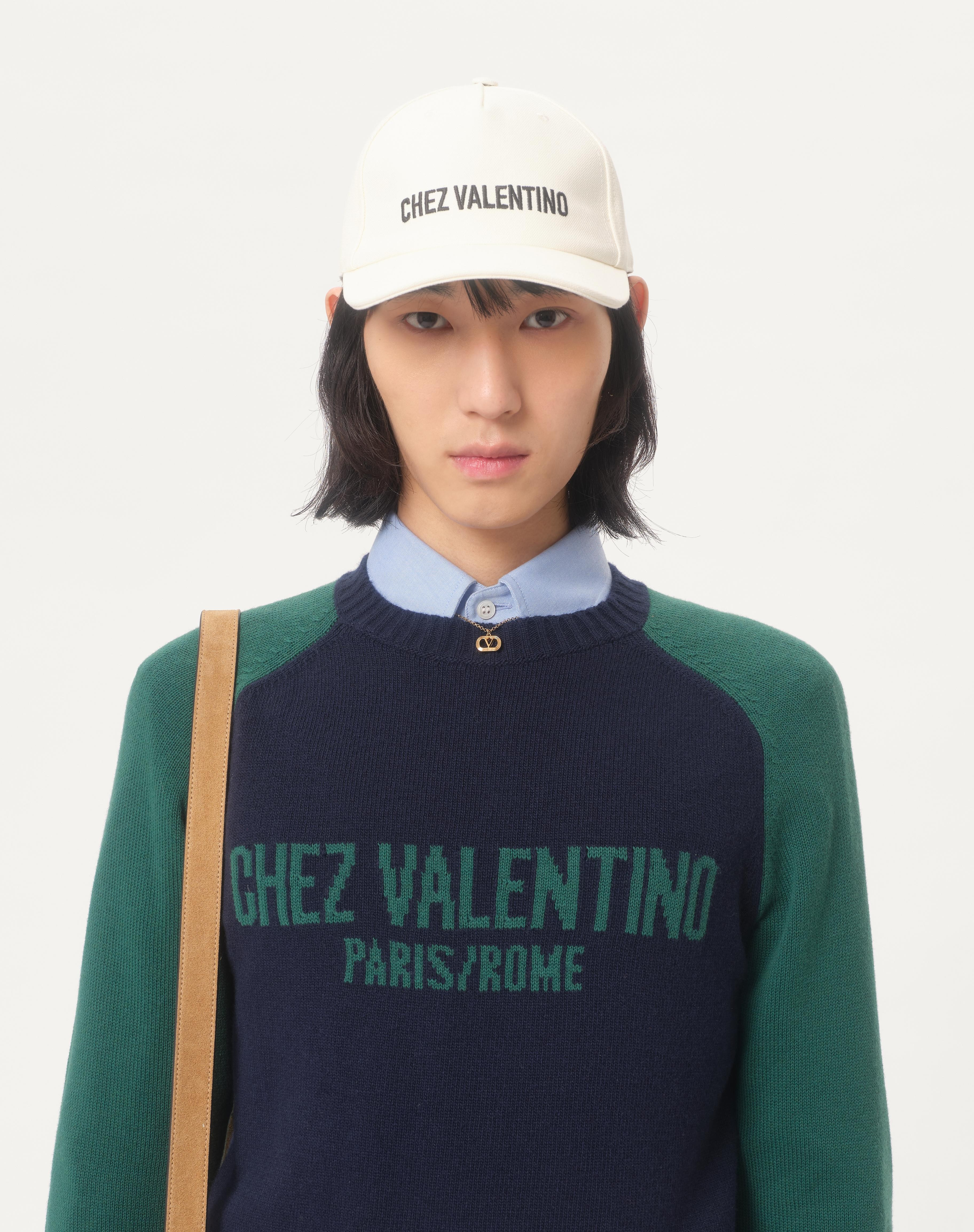 WOOL AND COTTON SWEATER WITH CHEZ VALENTINO JACQUARD PATTERN - 3