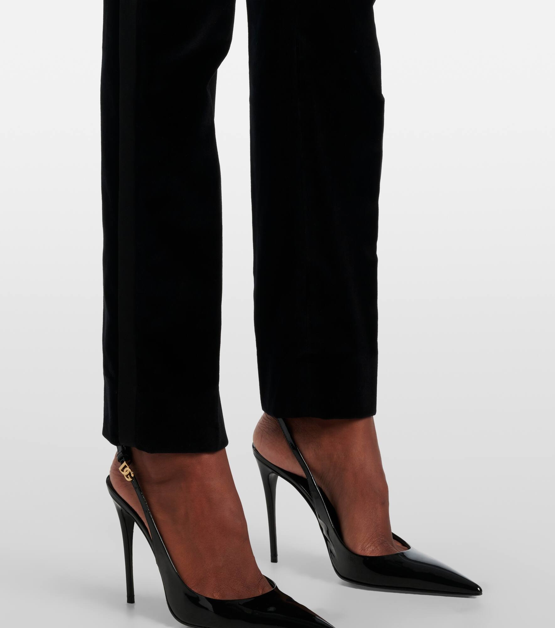 High-rise cotton-blend velvet tuxedo pants - 5