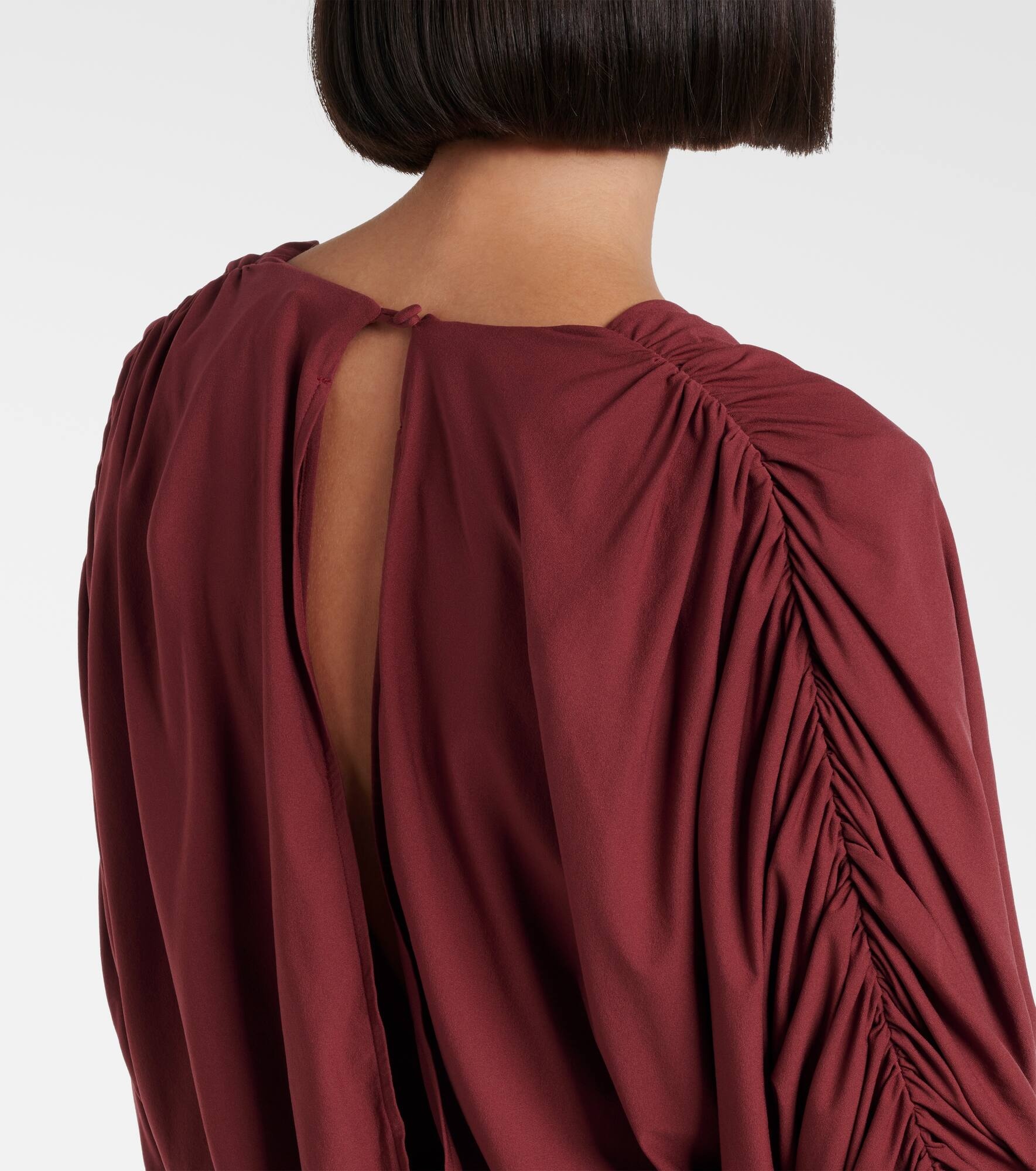 Draped floral-appliqué jersey minidress - 6