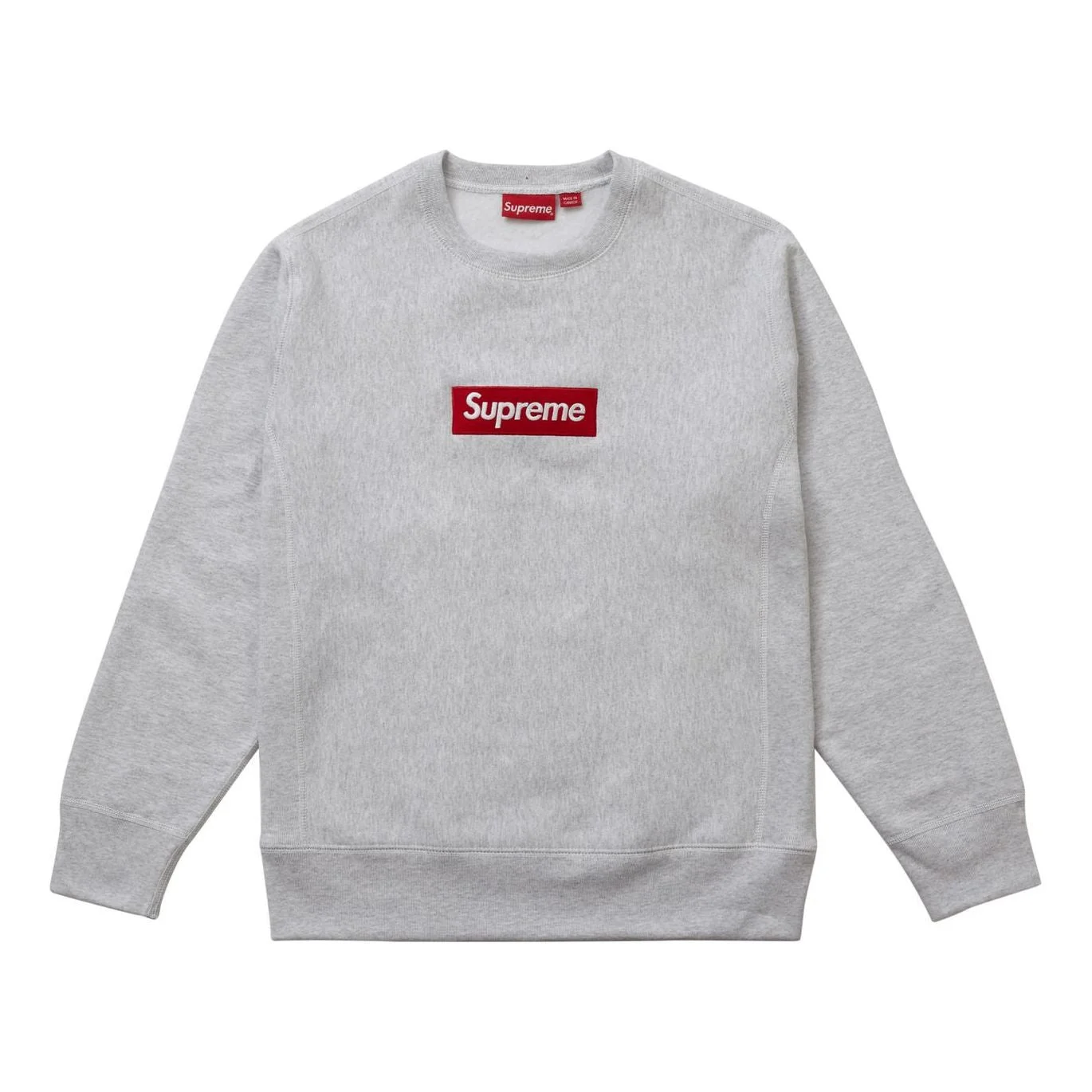 Supreme FW18 Box Logo Crewneck Ash Grey Classic Round Neck Pullover Unisex Gray SUP-FW18-1071 - 1