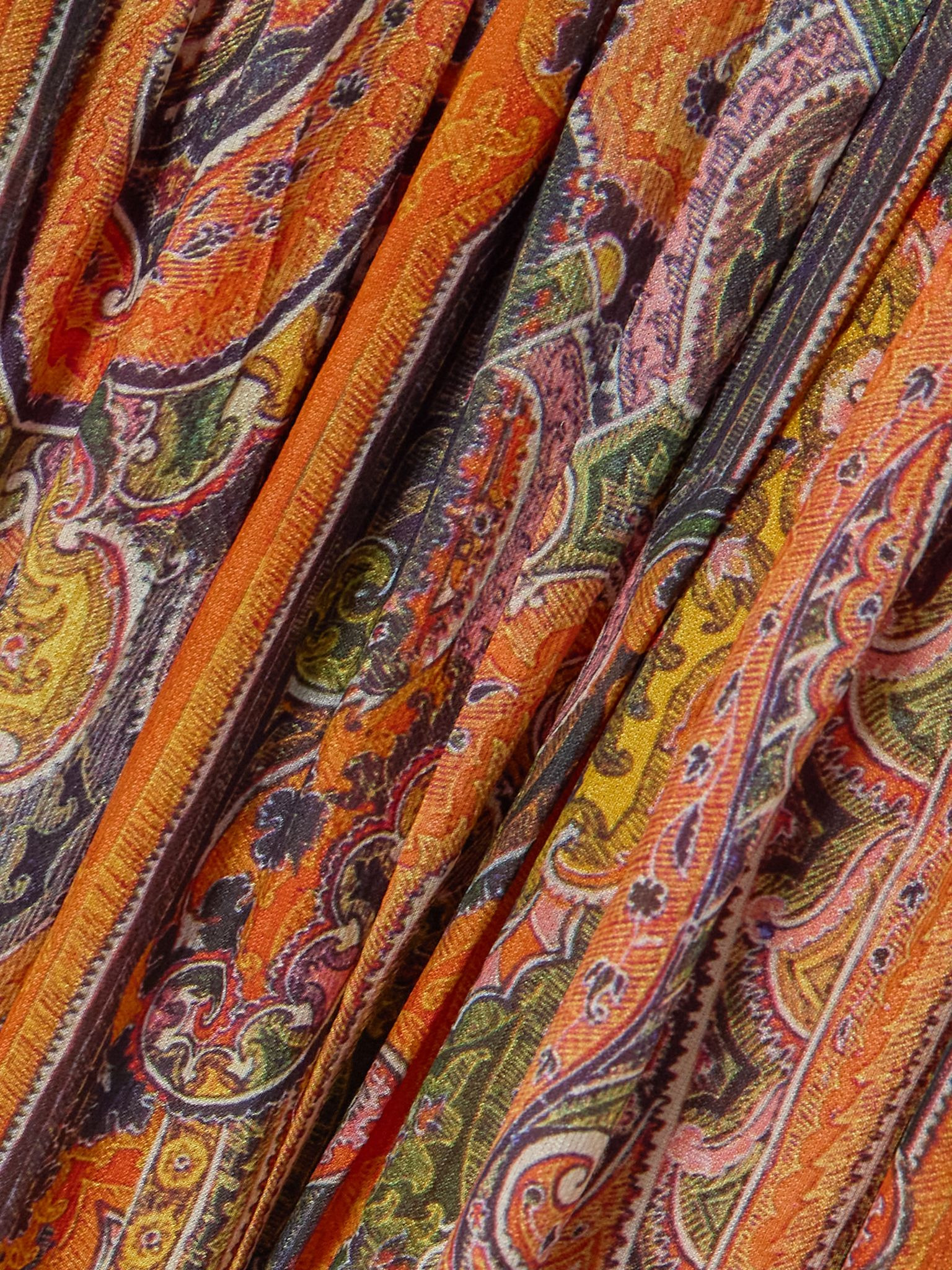Melissa belted paisley-print silk maxi dress Orange - 4
