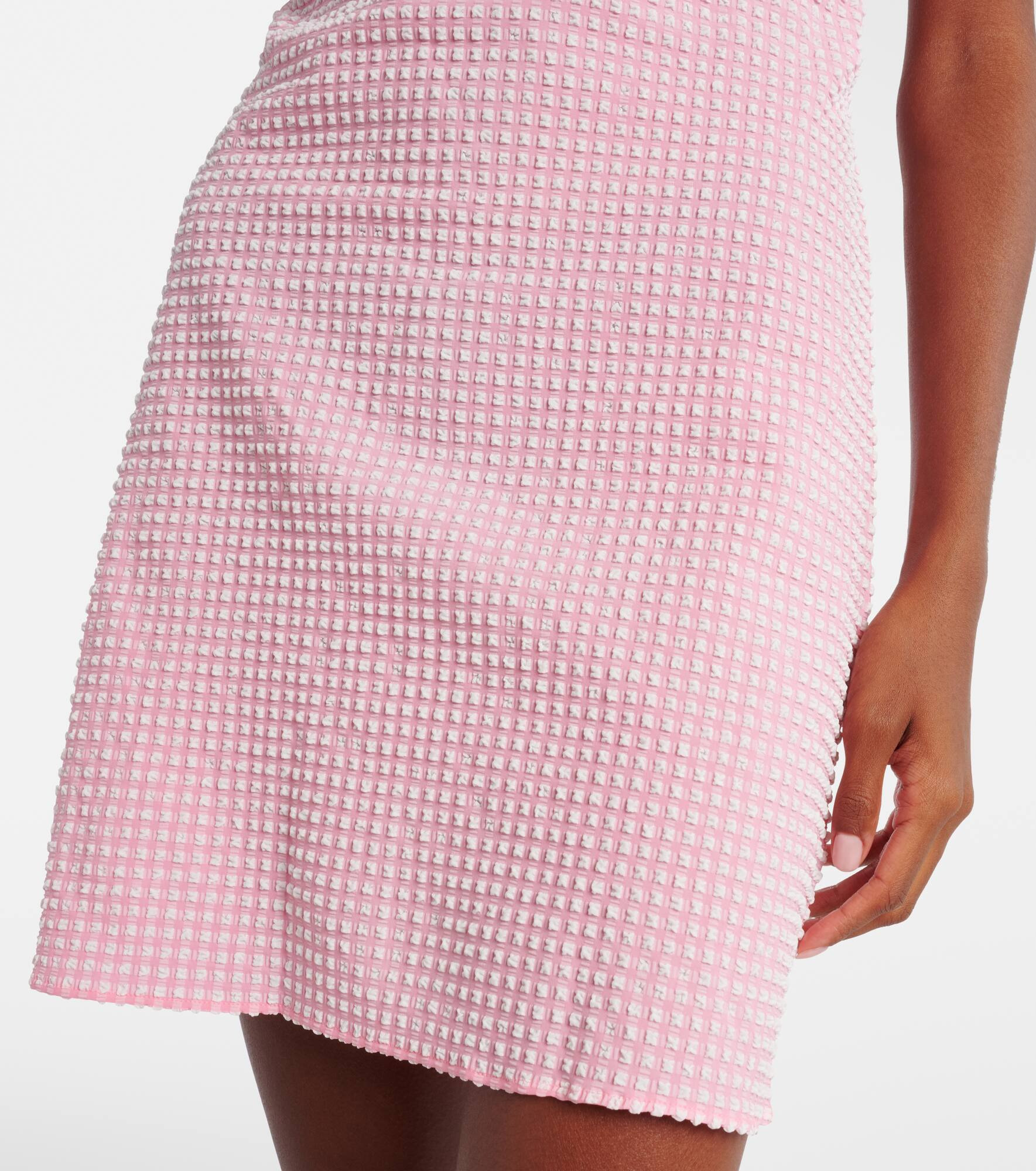 Gingham halterneck seersucker minidress - 5
