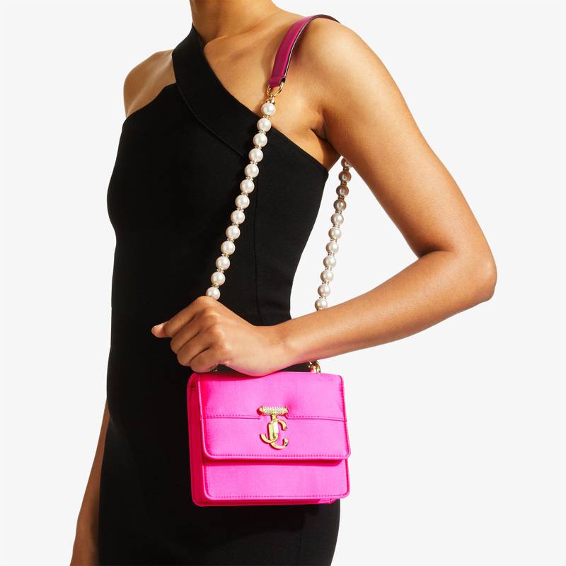 JIMMY CHOO Varenne Quad XS
Fuchsia Satin Shoulder Bag with Pearl Strap outlook