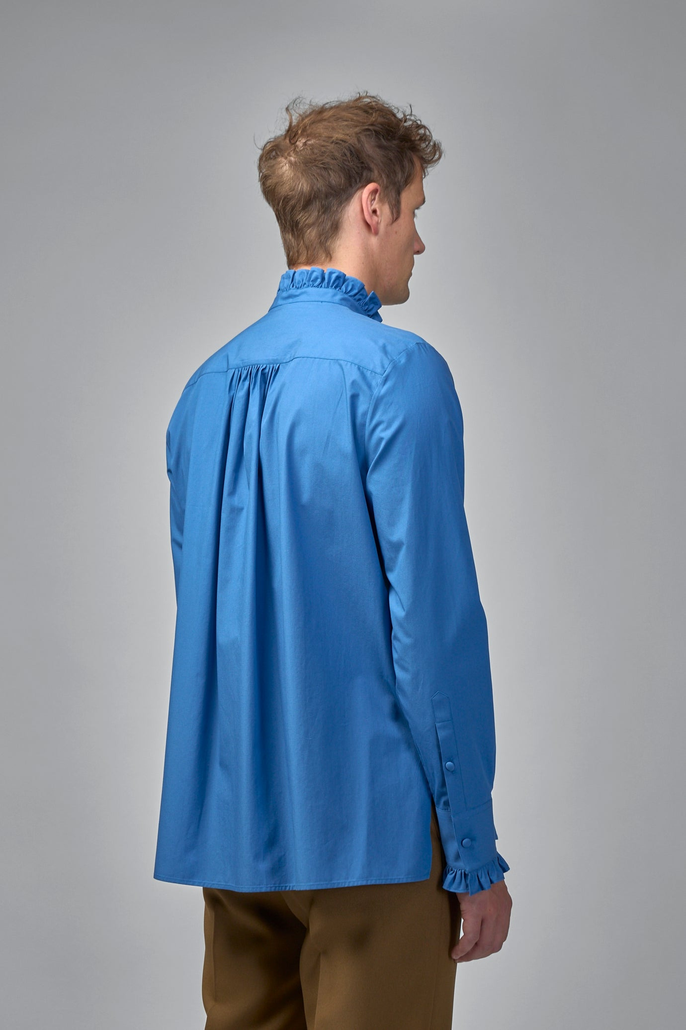 Cotton Poplin Shirt With Plastron And Ruffles - 4