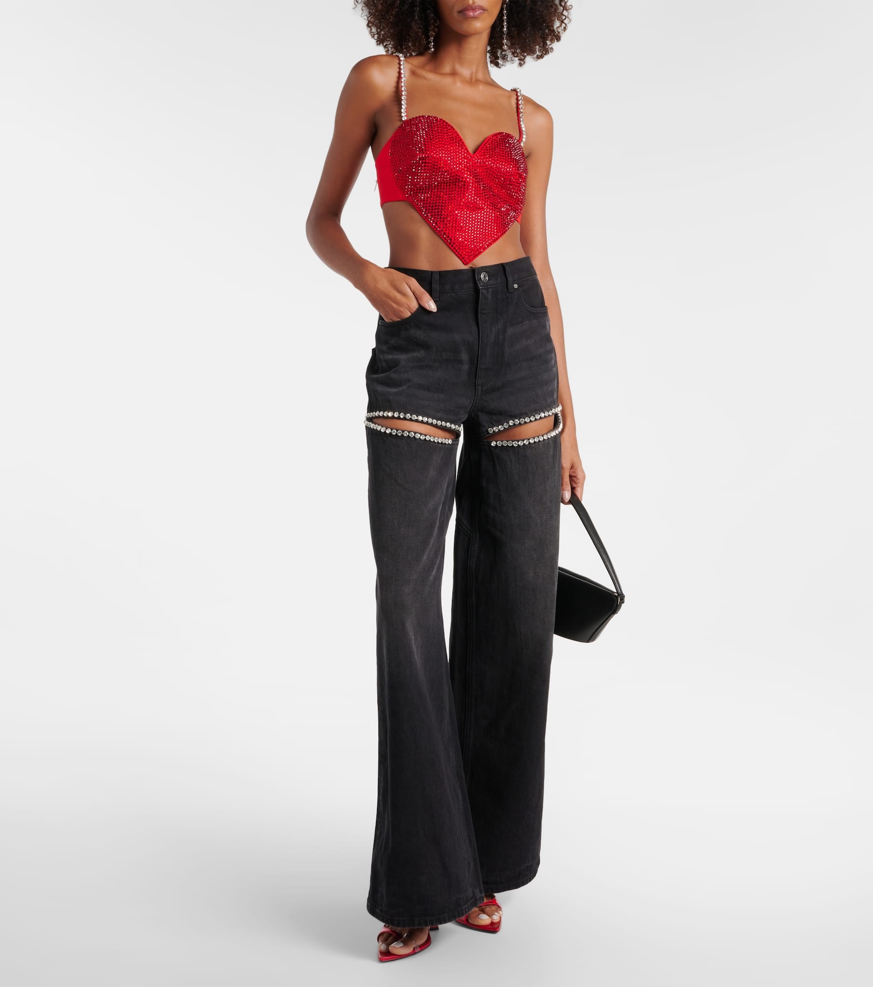 Crystal-embellished wide-leg jeans - 2