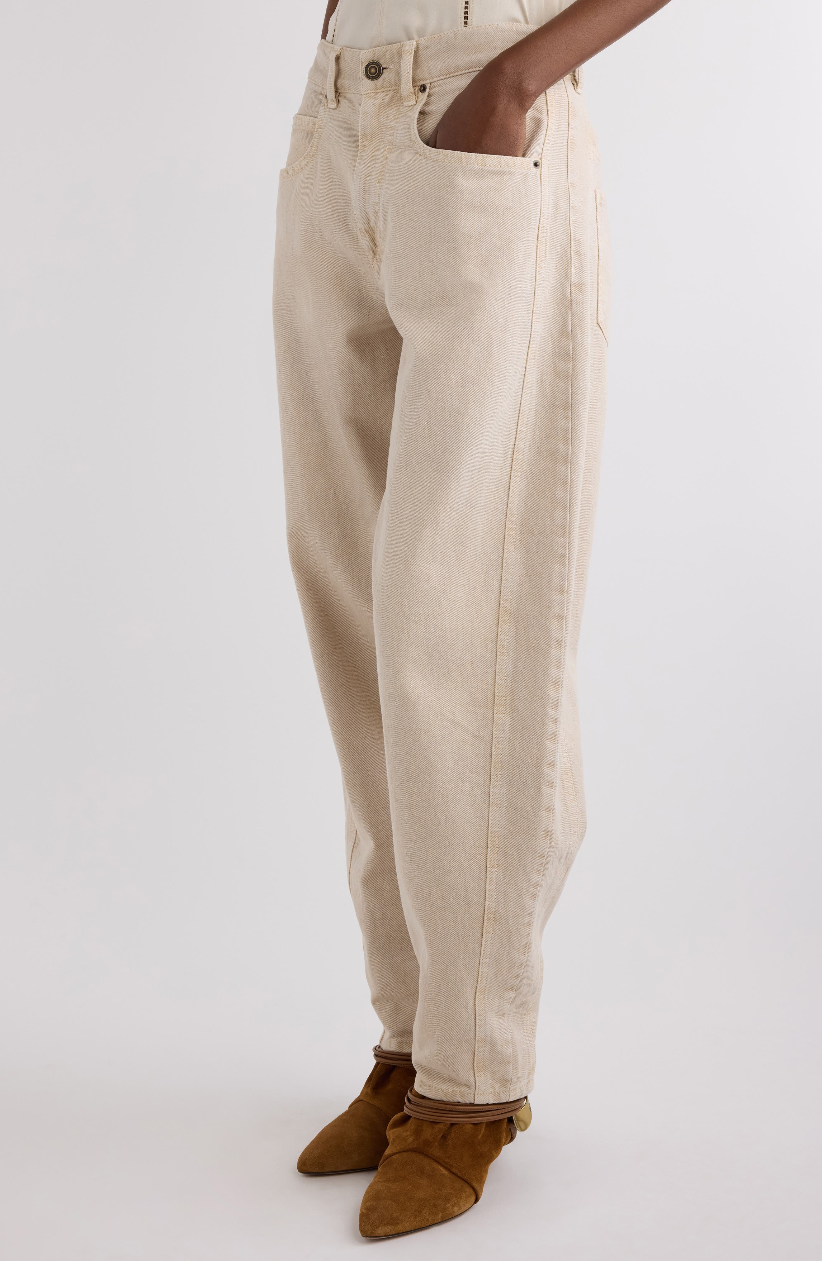 Isabel Marant Oriane Barrel Leg Jeans in Ecru at Nordstrom - 5