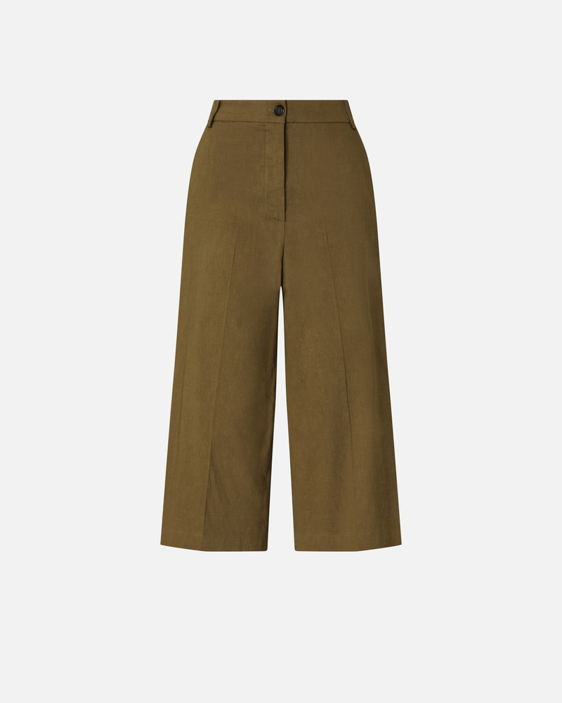 BUTTONED WIDE-LEG LINEN BERMUDA SHORTS - 1