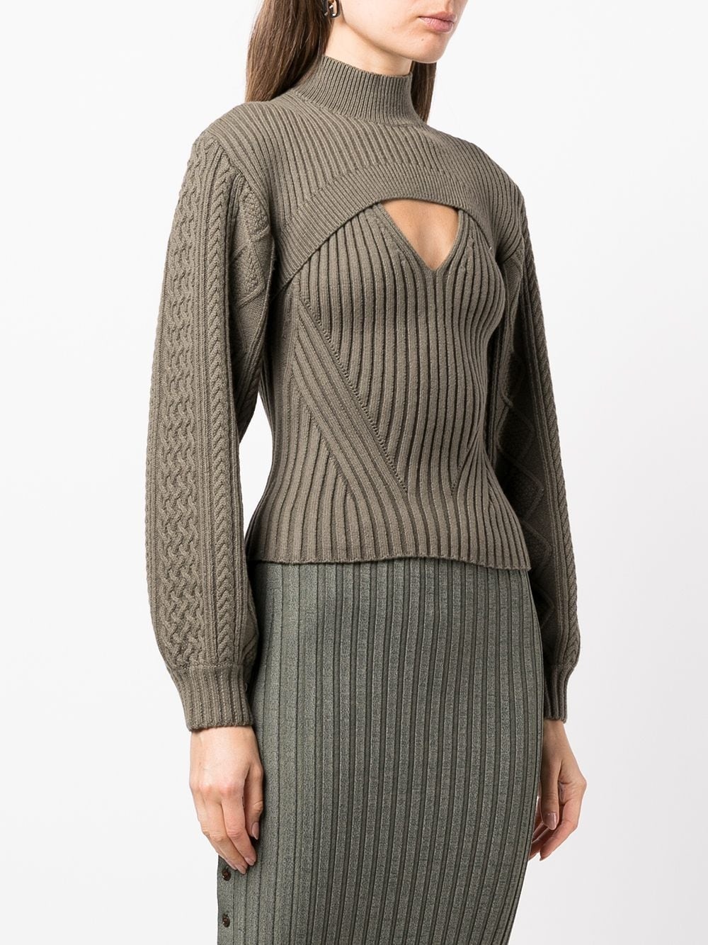 ribbed-knit cut-out jumper - 3