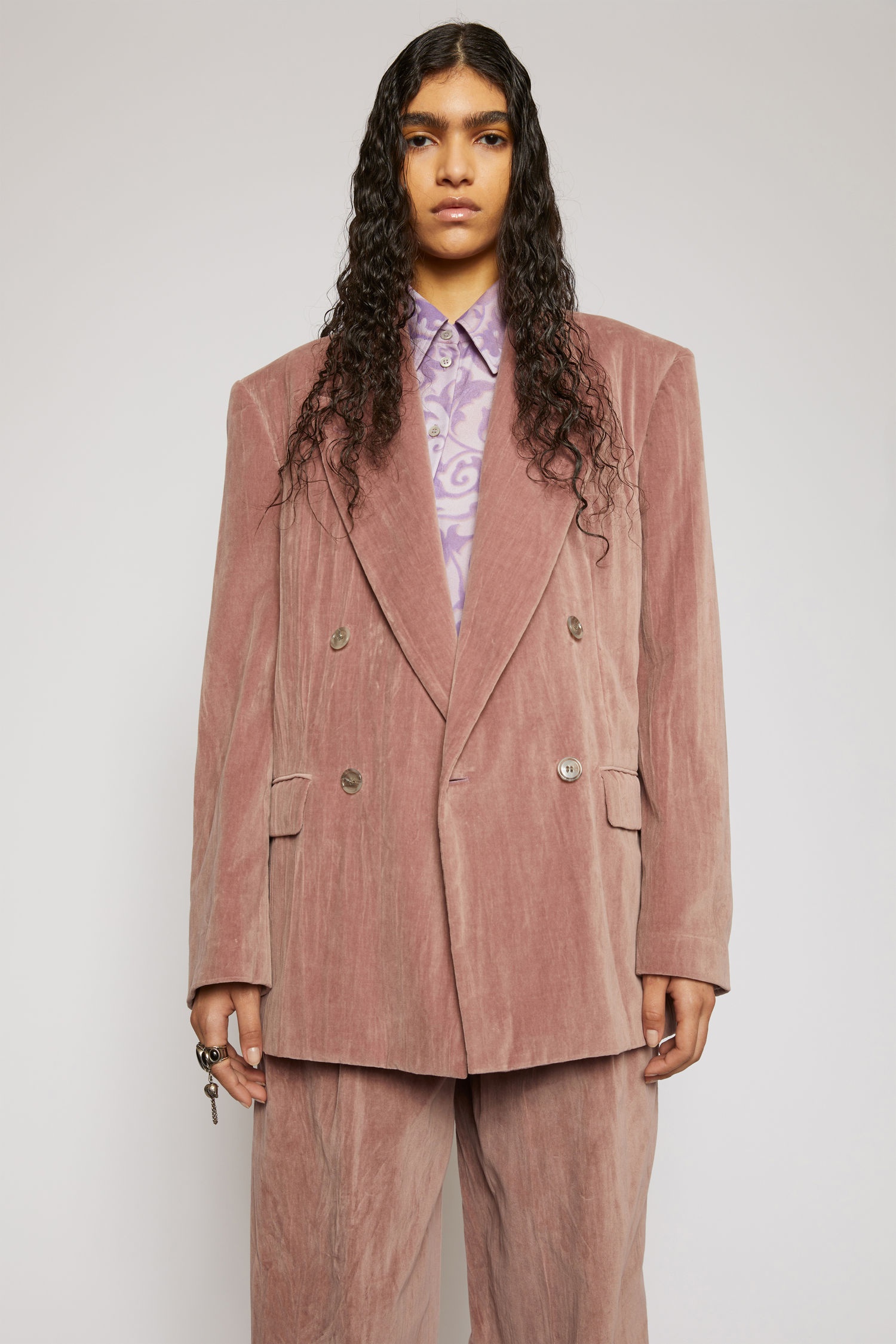 Textured velvet suit jacket mauve purple - 5