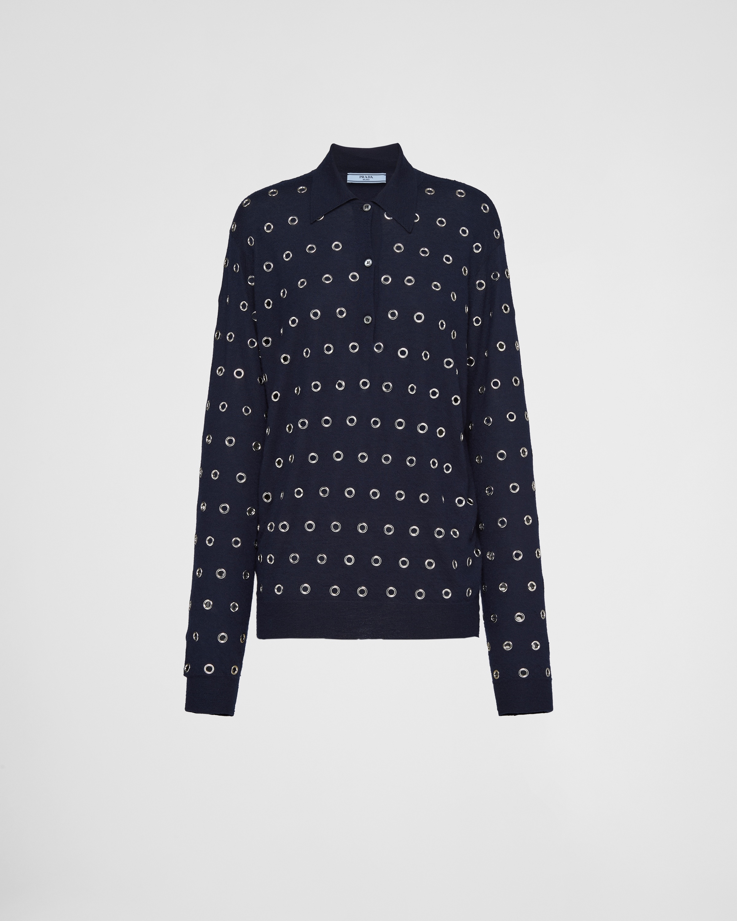 Cashmere polo shirt with grommets - 1