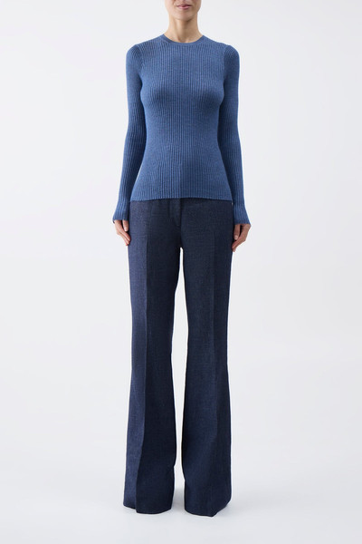 GABRIELA HEARST Browning Knit Sweater in Denim Blue Cashmere Silk outlook