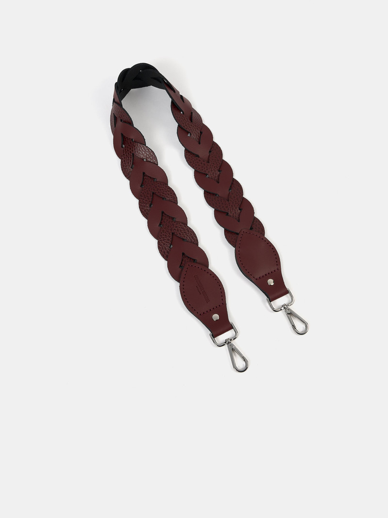 The Plaited Shoulder Strap - Oxblood & Oxblood Celtic Grain 1