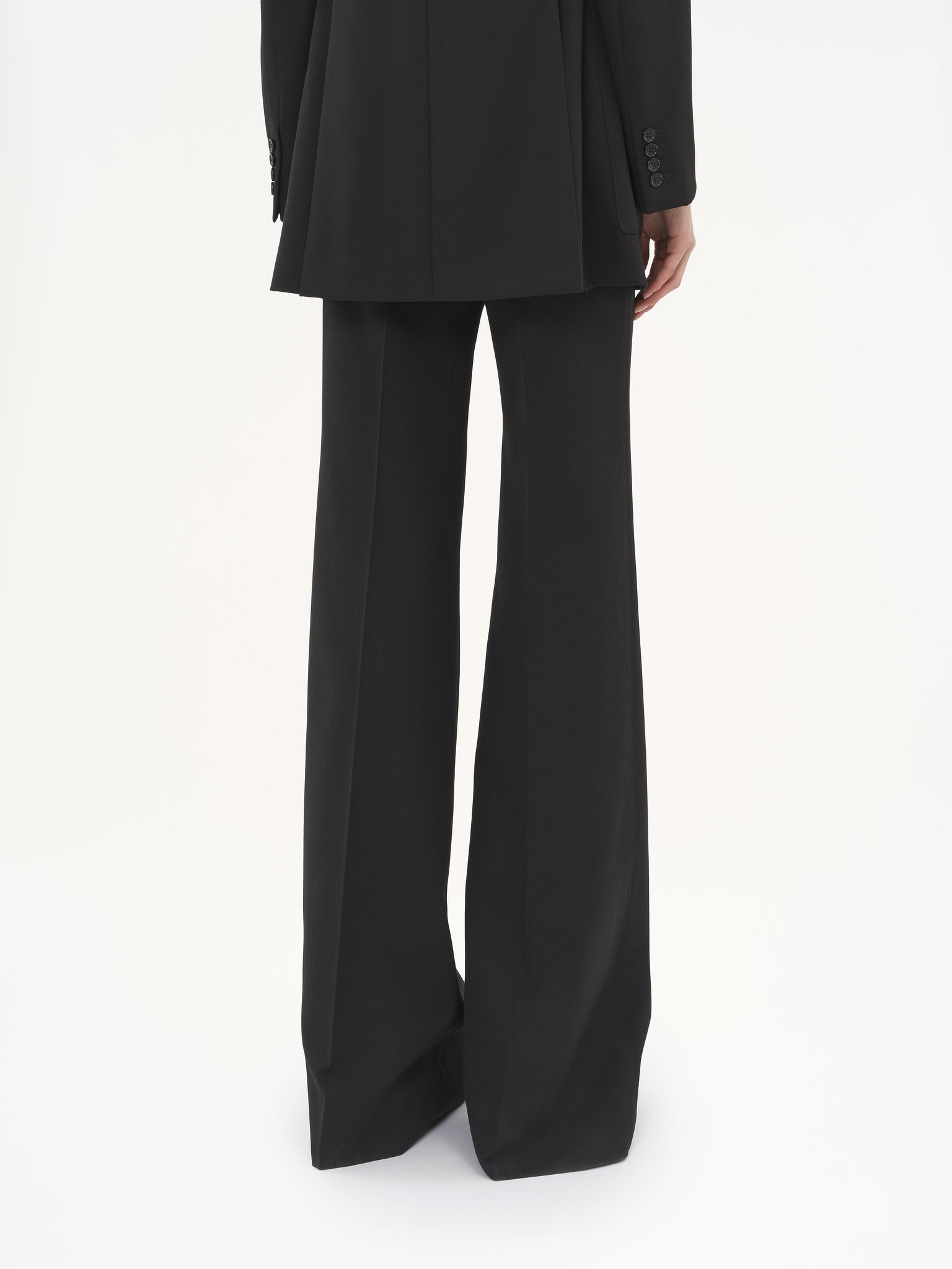 HIGH-RISE FLARED PANTS IN WOOL GRAIN DE POUDRE - 7