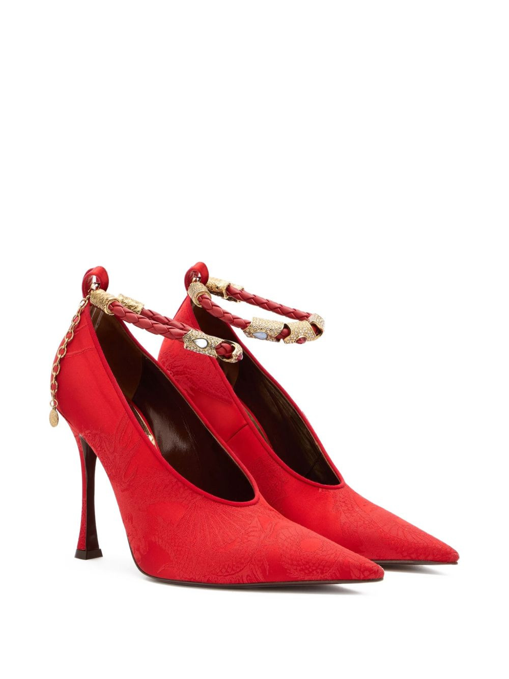 jacquard-motif jewel-strap pumps - 2