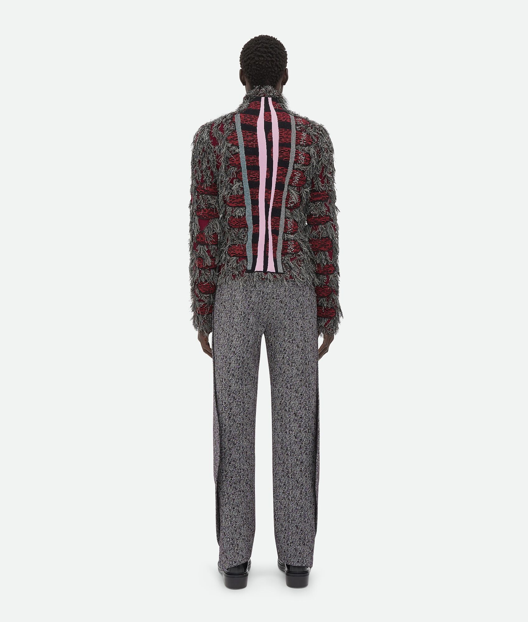 Jacquard Fringed High Neck Sweater - 3