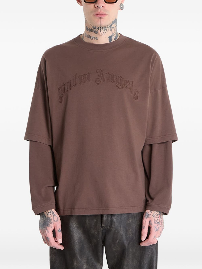 logo-embroidered layered T-shirt 1