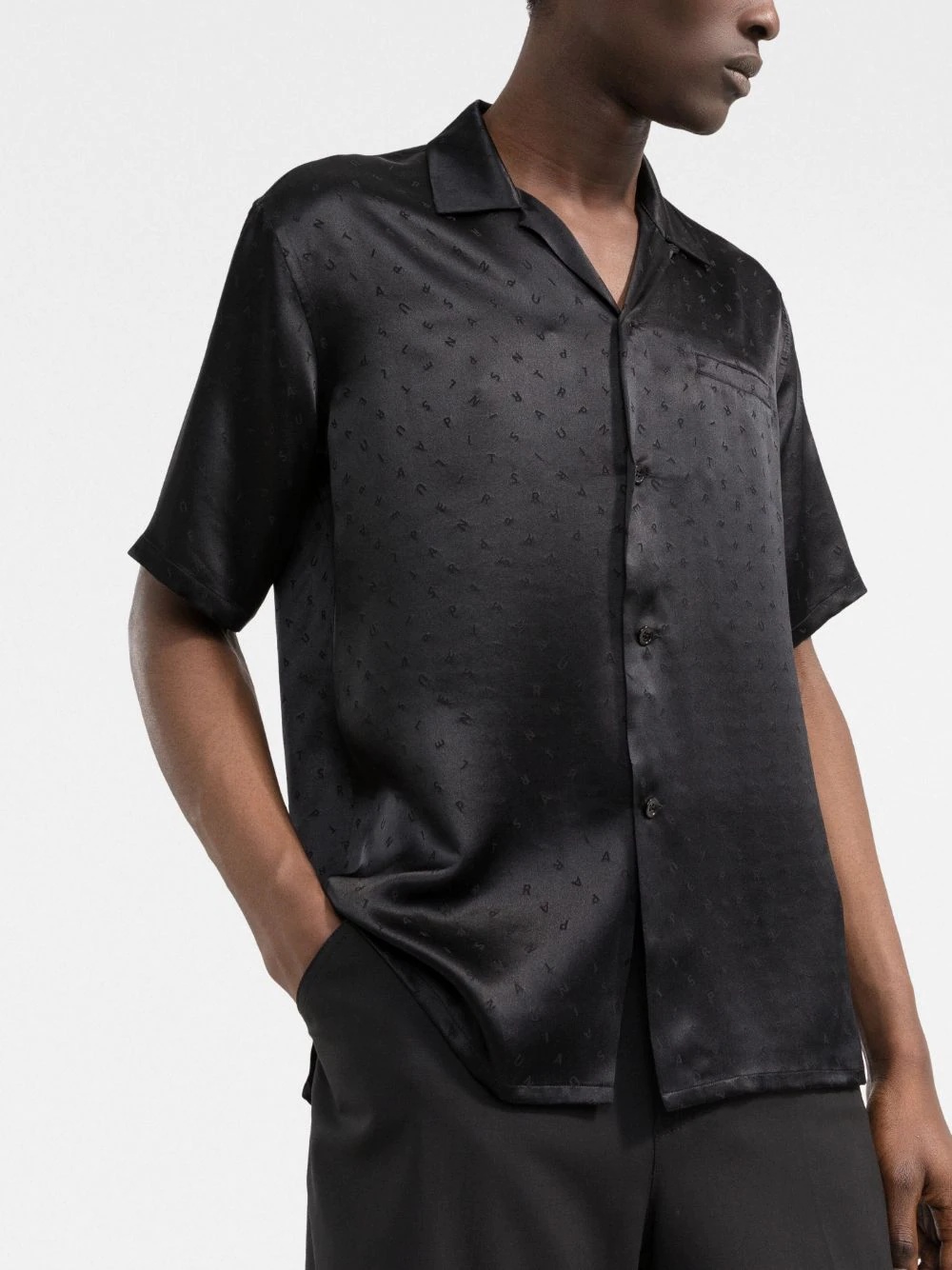 jacquard-logo silk shirt - 3