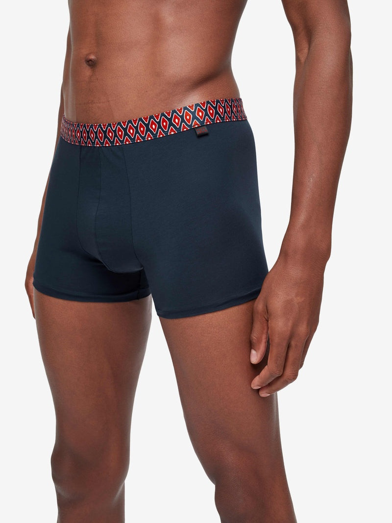 Derek Rose Men's Boxer Briefs Band 52 Pima Cotton Stretch Navy outlook