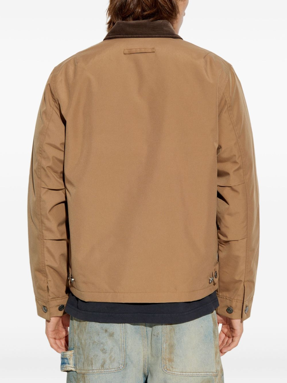 corduroy-collar zip-front jacket - 4