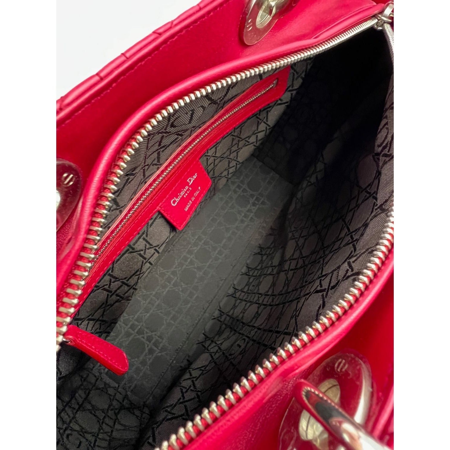 Christian Dior Lambskin Cannage Large Red Lady Dior Shoulder Bag - 6