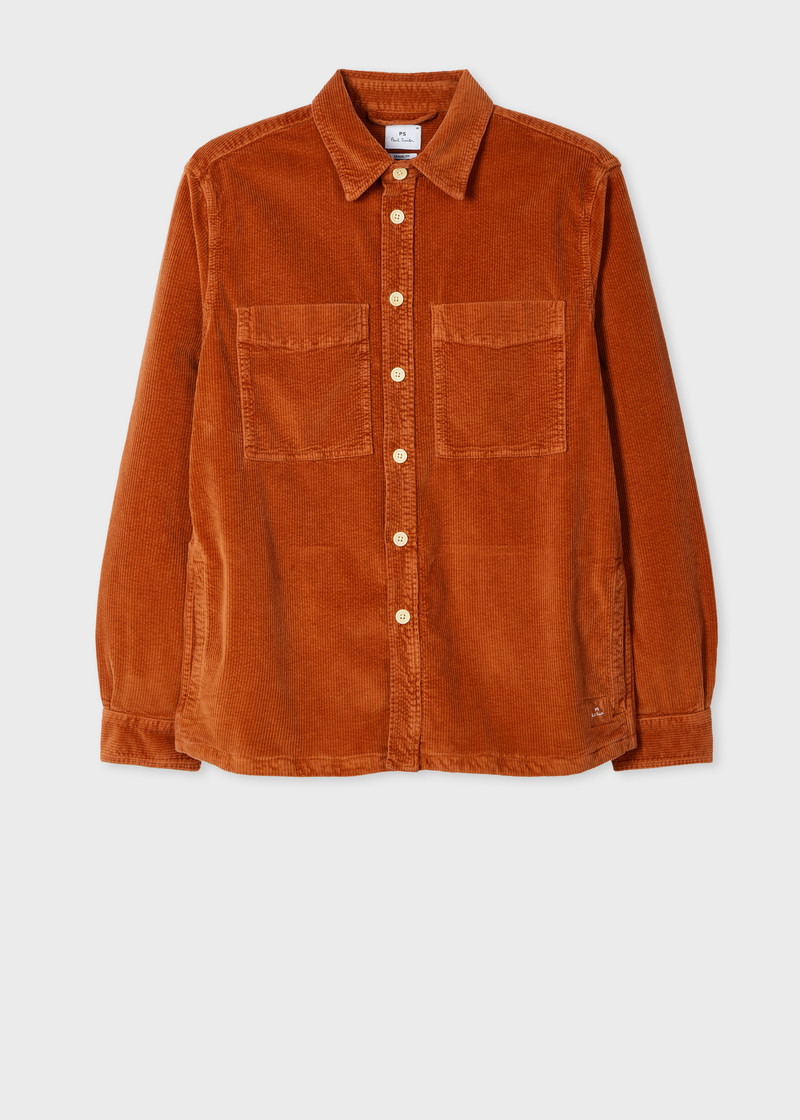 Rust Corduroy Patch-Pocket Overshirt 1
