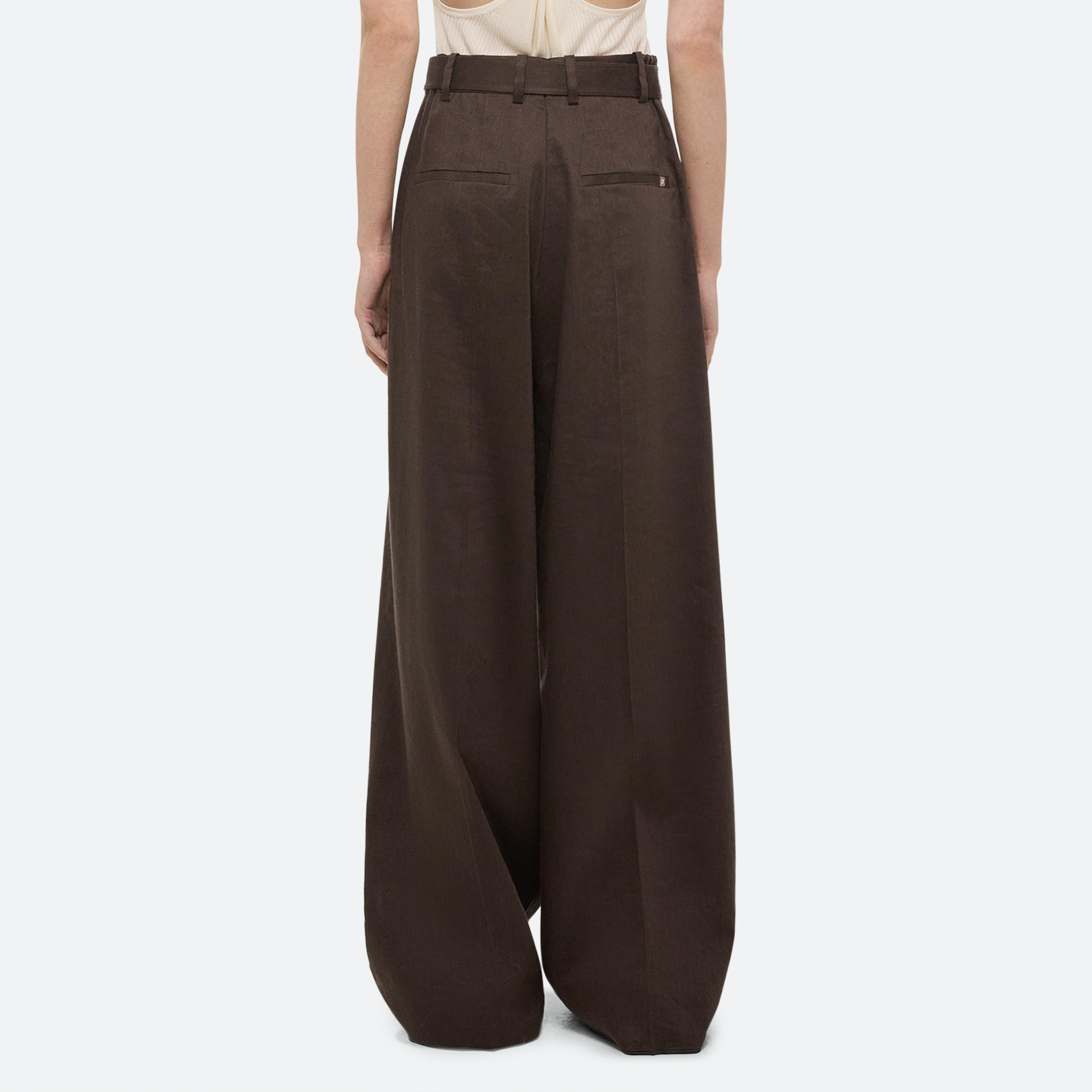 LINEN PLEATED WIDE TROUSERS - 5