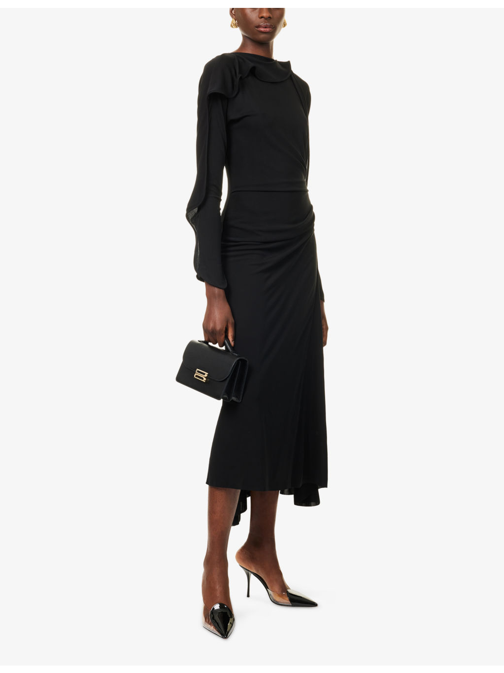 Asymmetric Draped Jersey Midi Dress - 2