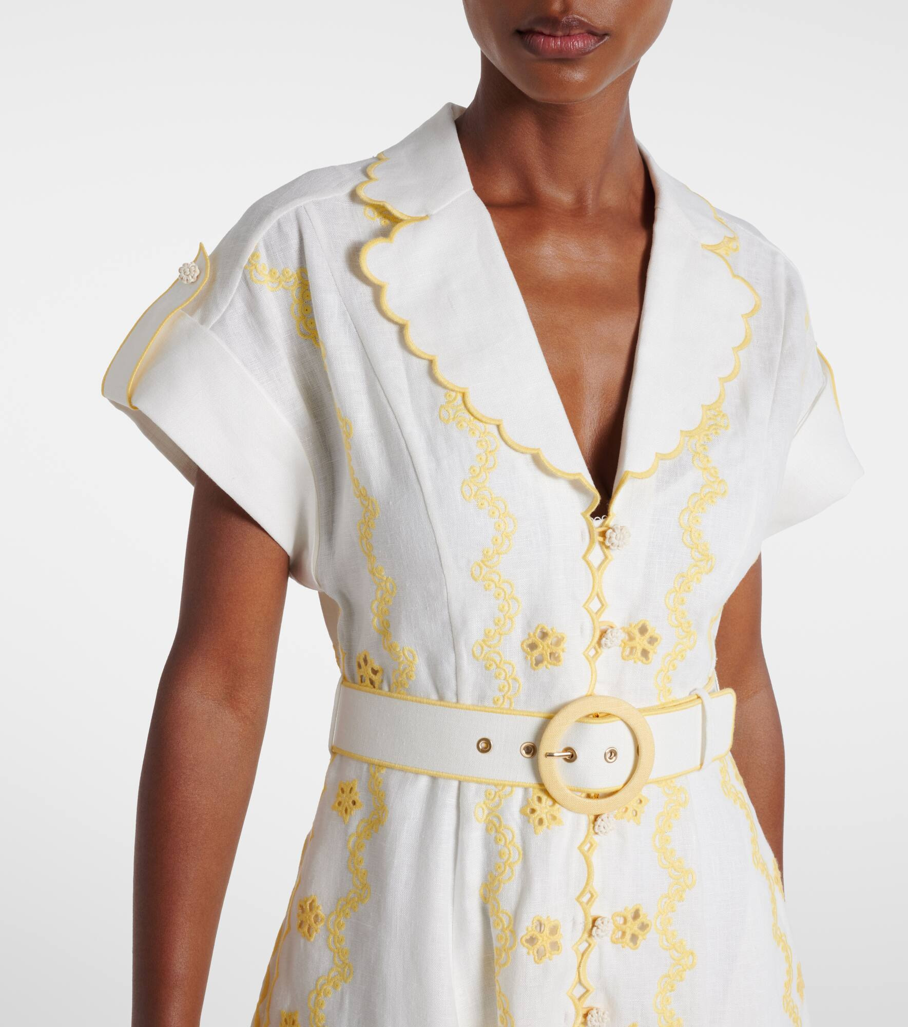 Lucky embroidered linen midi dress - 4