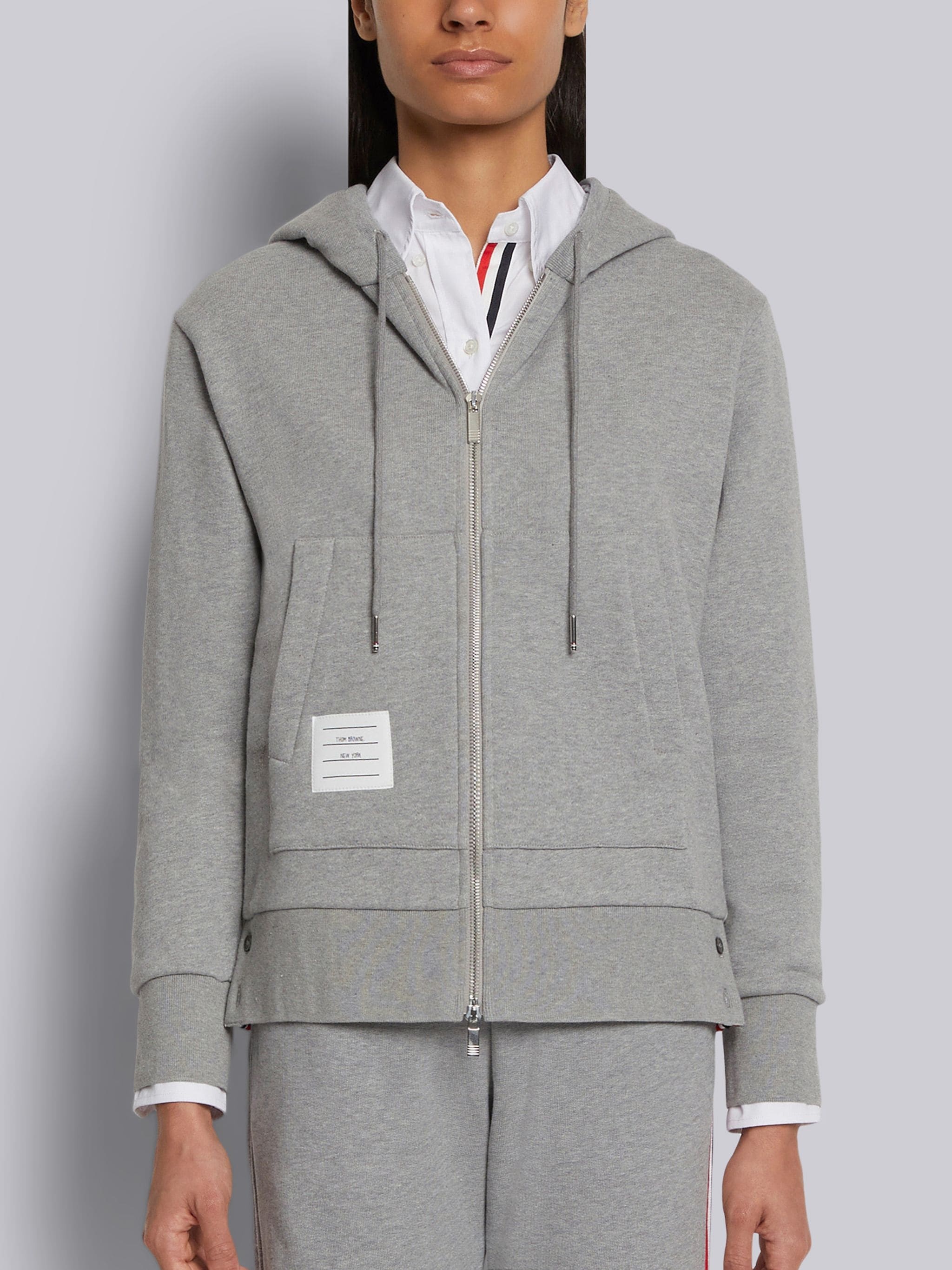 Thom Browne Light Grey Classic Loopback Cotton Center Back Stripe