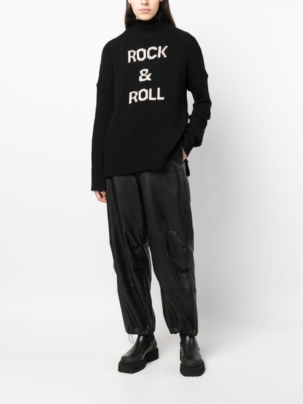 funnel-neck intarsia-knit jumper - 2