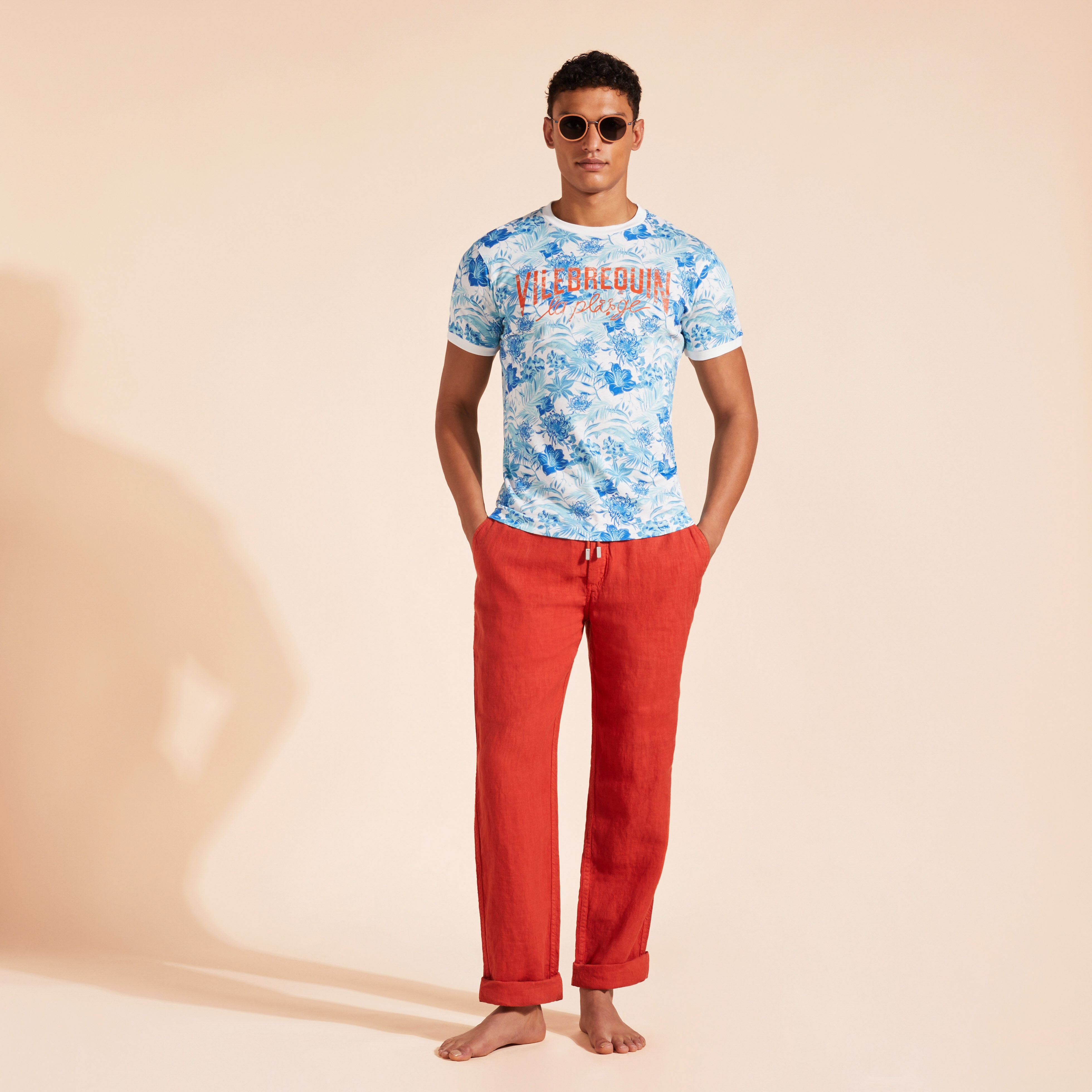 Men Cotton T-Shirt Tahiti Flowers - 6