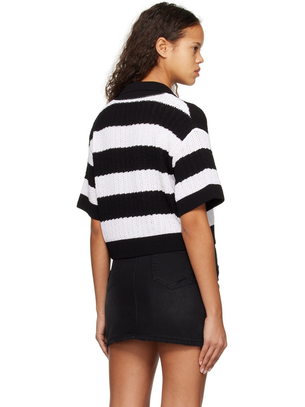 Black & White Striped Polo - 3