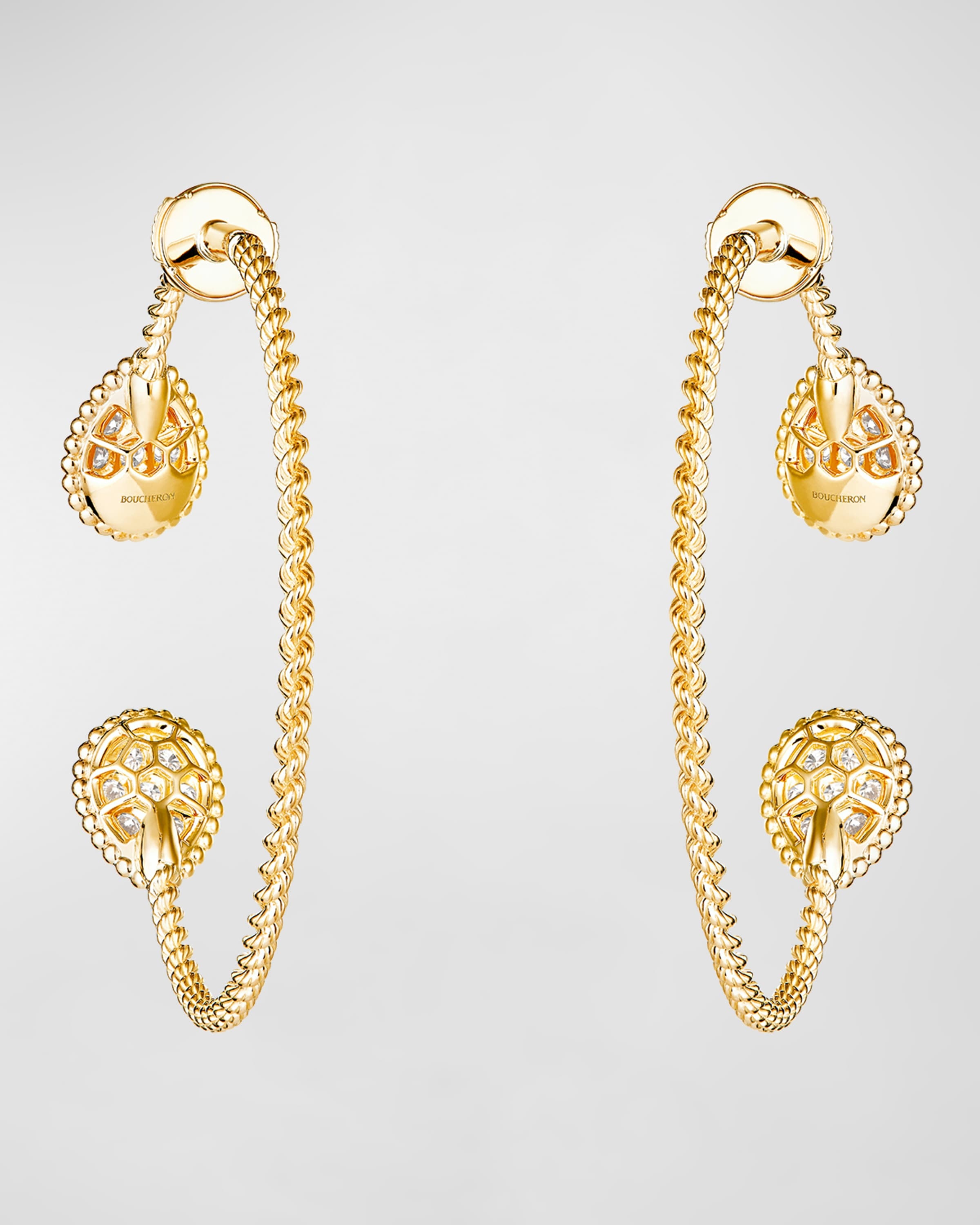 Serpent Boheme Diamond Hoop Earrings in Yellow Gold - 3