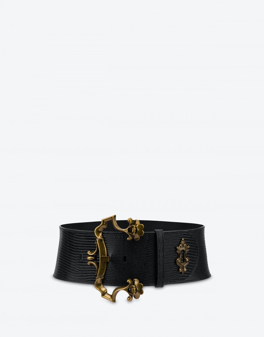 TEGU LIZARD-PRINT BAROQUE BUCKLE BELT - 1