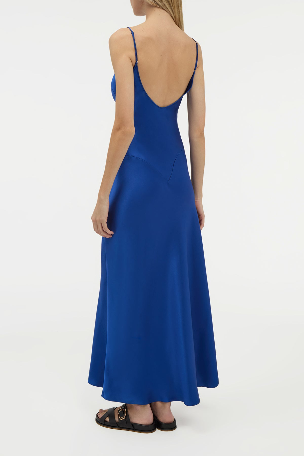 Jesaba Slip Maxi Dress in Cobalt Silk Satin - 4
