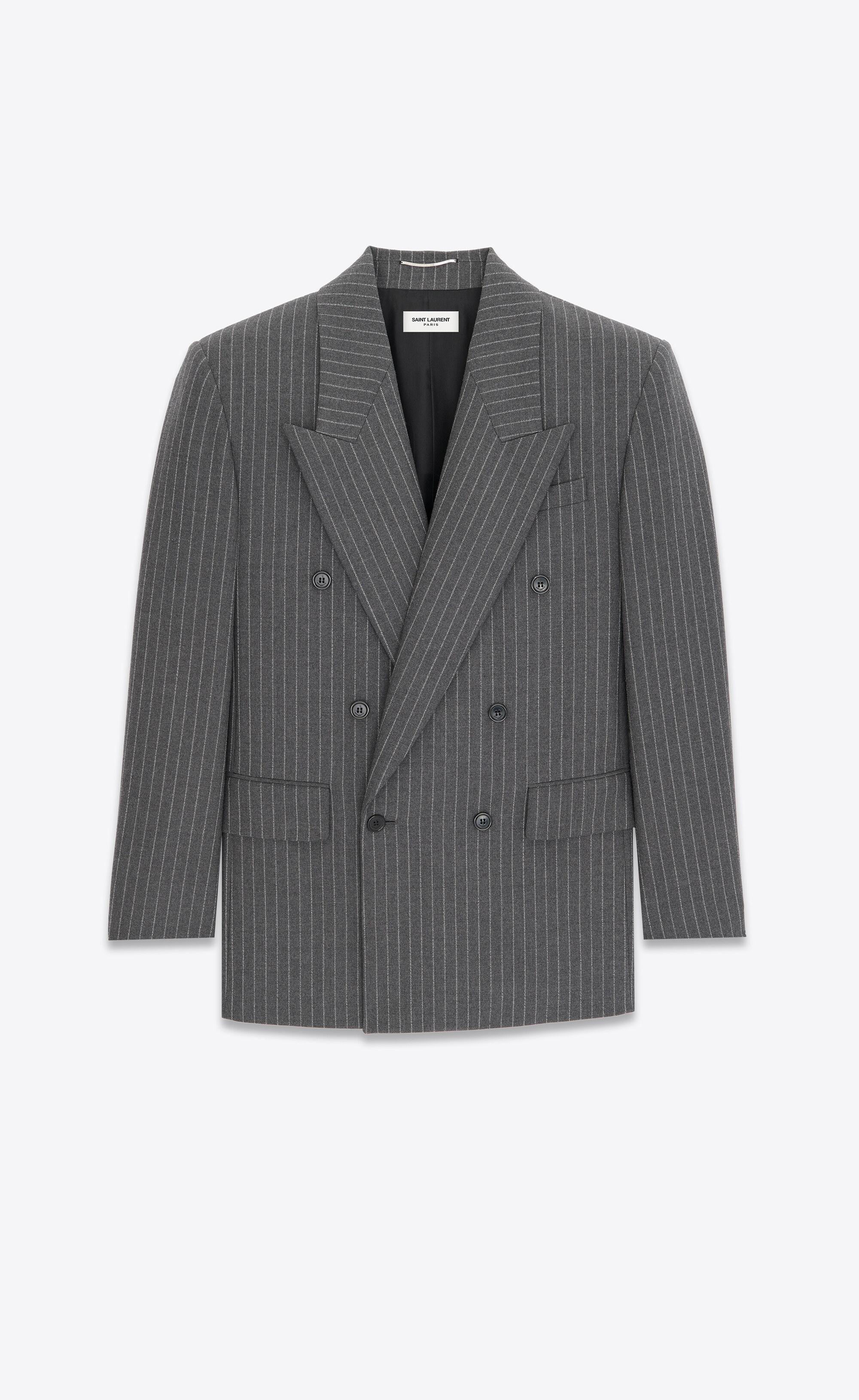 oversized jacket in striped wool flannel - 1