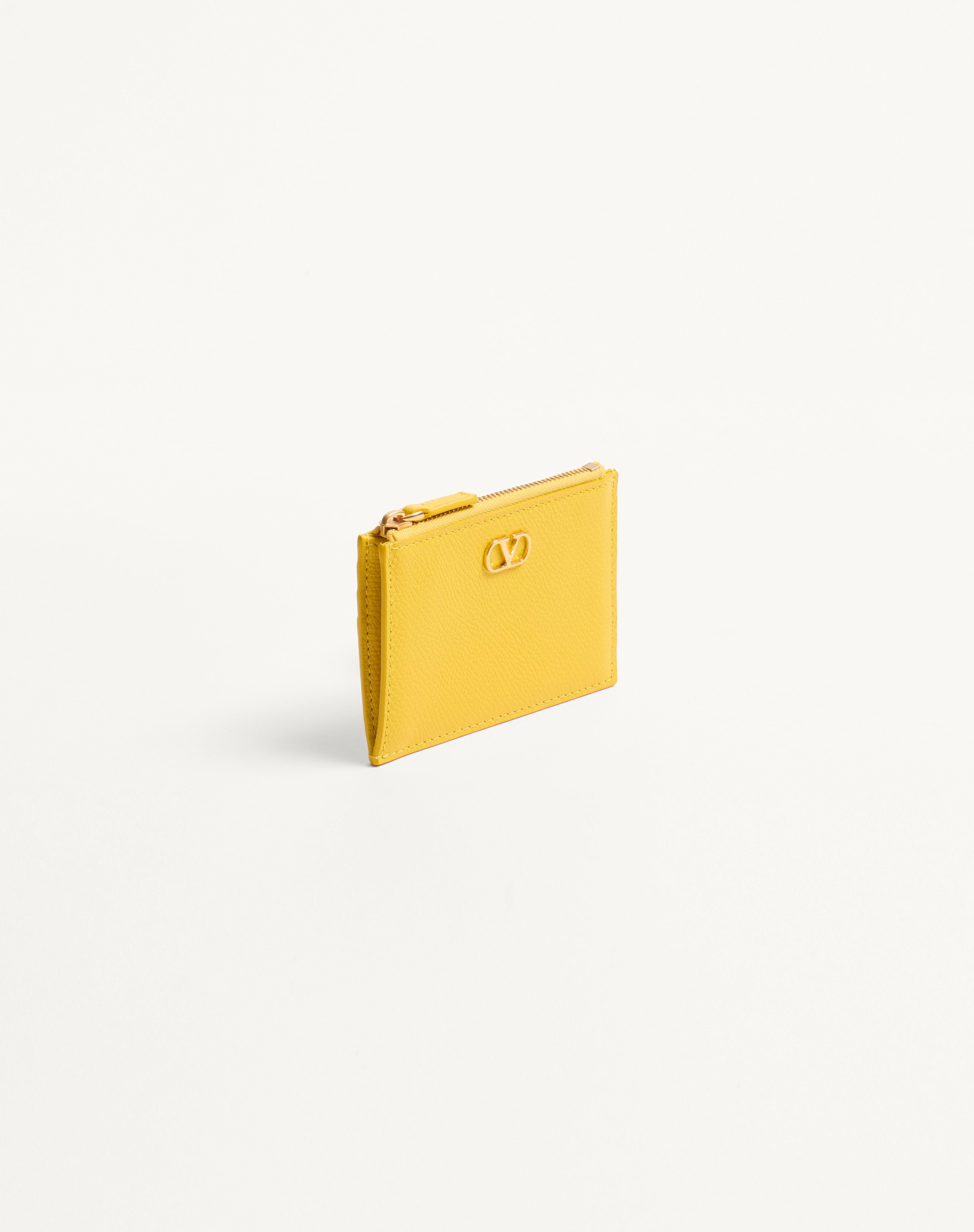 VLOGO SIGNATURE GRAINY CALFSKIN CARD HOLDER - 4