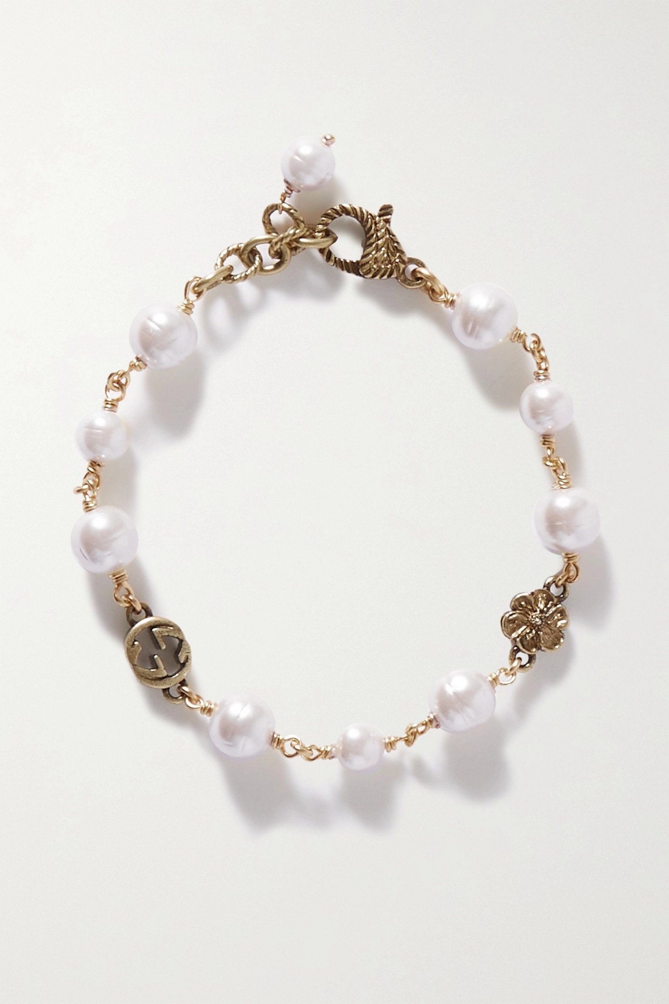 Gold-tone faux pearl bracelet - 1