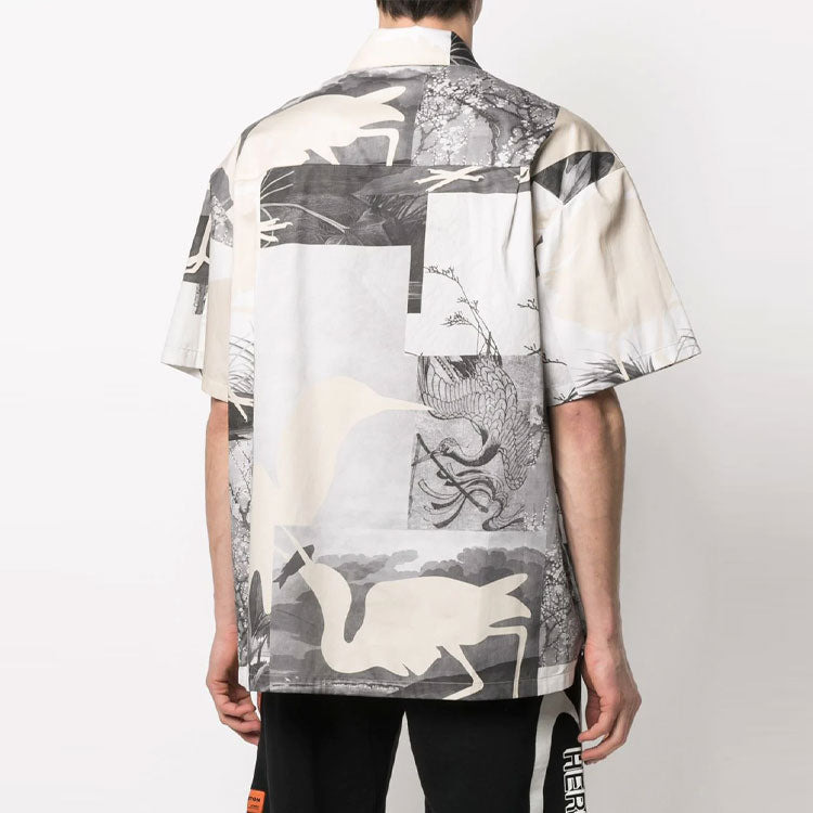 HERON PRESTON Cut Out Bowling Shirt 'Grey' HMGA027S21FAB0021001 - 4