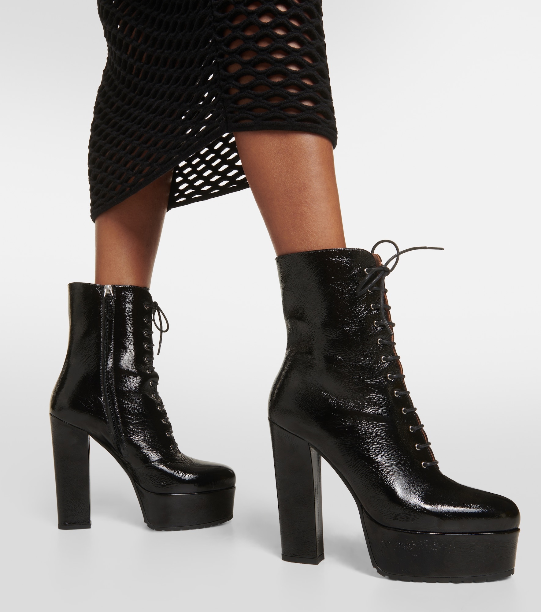 Leather platform ankle boots - 4