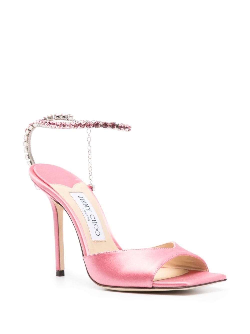 Jimmy Choo Saeda 100 Crystal Embellished Satin Heel Sandals - 3